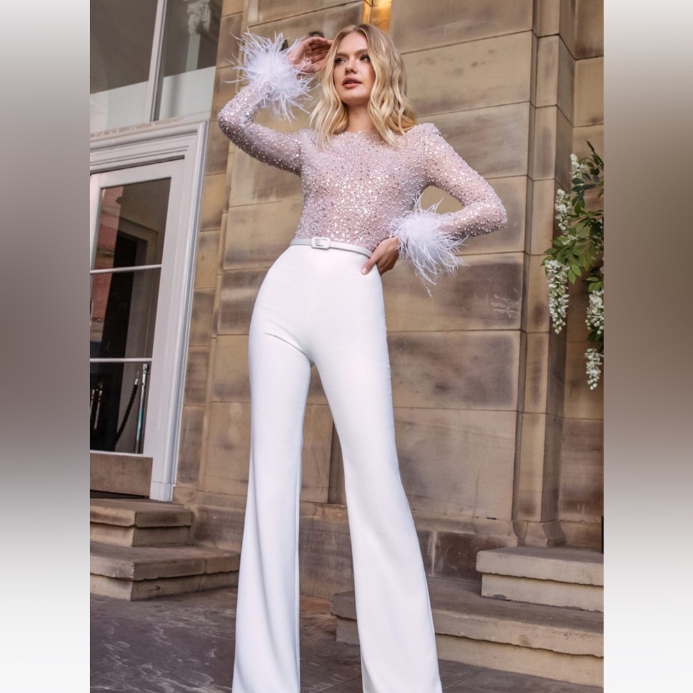 Nadine Merabi Amelia Jumpsuit in white XXL/14 NEW IN BOX!
